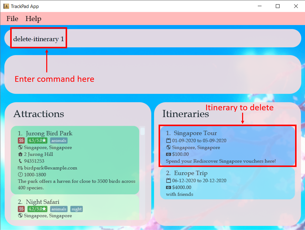 result_of_deleting an itinerary